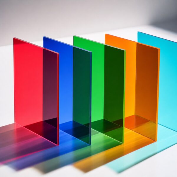 Transmission lumineuse du PMMA transparent coloré Plaques de PMMA transparent coloré laissant passer la lumière selon la teinte