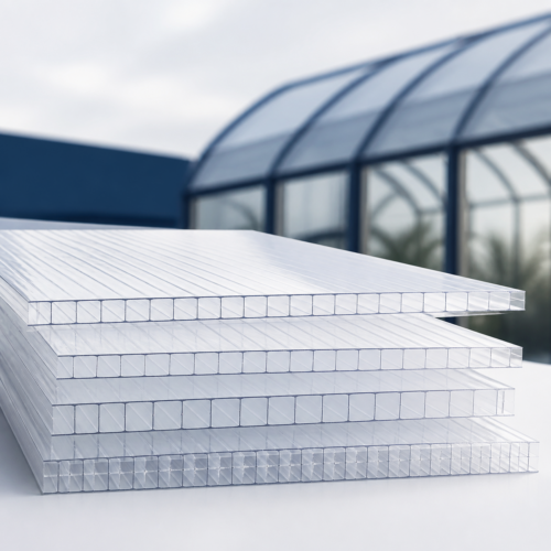 Plaques de polycarbonate alvéolaire transparent en épaisseurs de 4 à 10 mm