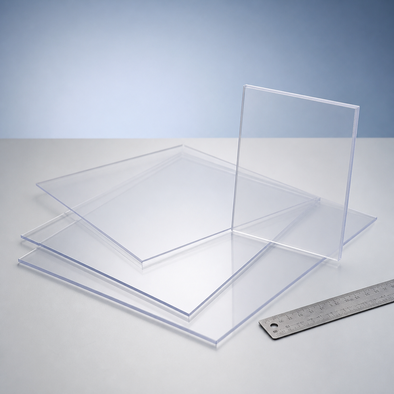 Plaques de polycarbonate compact transparent traitées UV en formats pratiques